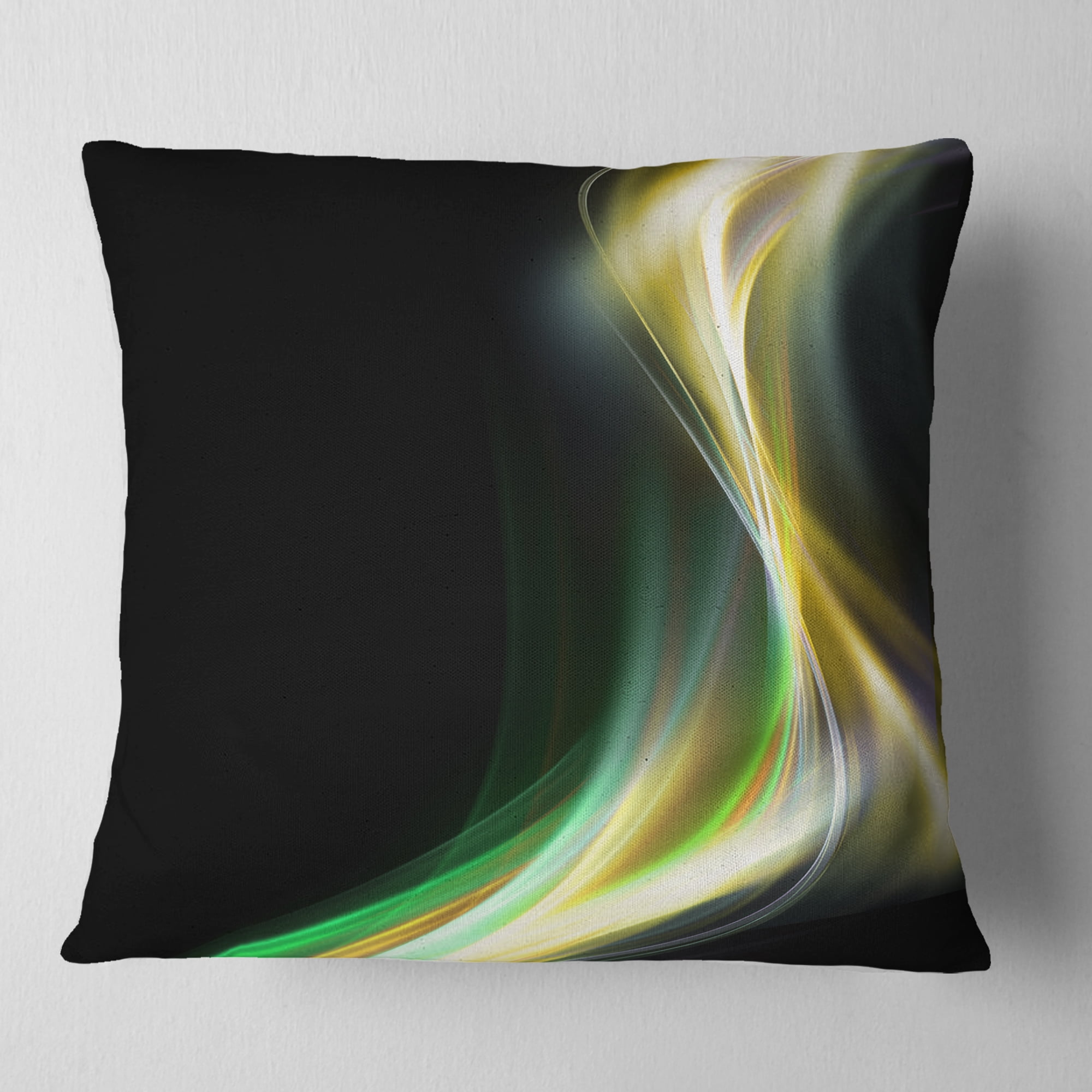 Designart Green Yellow Light Art - Abstract Throw Pillow - 18x18