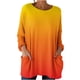 thumbnail image 3 of TaTaai Women‘s Casual Round Neck Gradient Long Sleeve Blouse With Pockets Loose Fit Solid Color T Shirts Soft Polyester Daily Holiday Travel Top Gift, 3 of 7