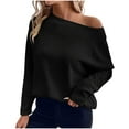 thumbnail image 2 of BLCHUNen Long Sleeve Shirts for Women Pullover Slanted Shoulder Breathable Outdoor Sports Active Elastic Athletic Gym Casual Tops, 2 of 8