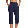 thumbnail image 6 of Women's Plus Size Fitness Yoga Capri Pants, Quick‑Dry Compression Elastic Fabric, Pull On Capris for Women for Workout Casual | TruHer,Navy XL, 6 of 8