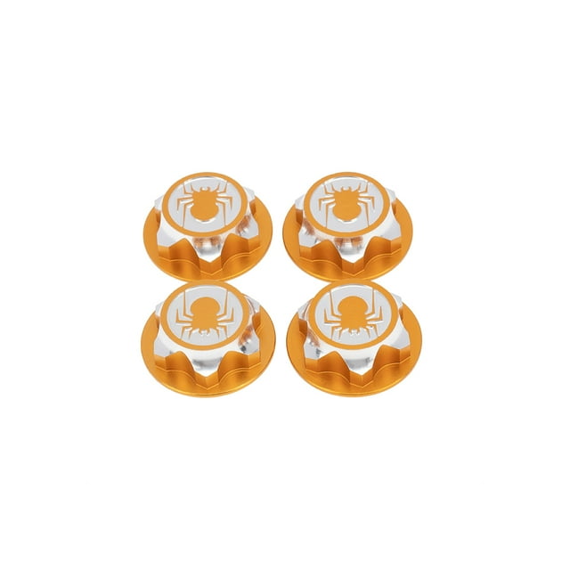 4 Pcs Écrou de Roue Hexagonal Résistant à l'Usure, Bouchons Centraux pour Voiture RC Tout-Terrain, Manchon de Moyeu, Clé Filetée pour Jante de Pneu, Bonne Étanchéité 1:8, Voiture RC Tout-Terrain Jaune