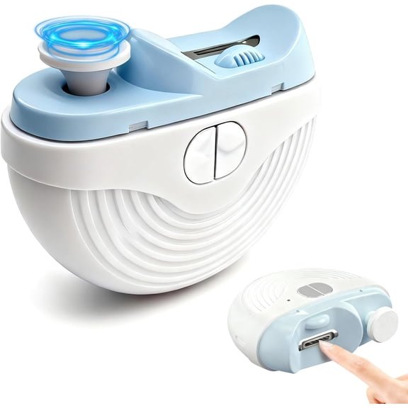 Electric Nail Clipper,Cuopluber 3-Speed Automatic Nail Clipper for Thin & Thick Nail Electric Nail Clipper for Seniors & Adults,Baby 2-in-1 Automatic Nail Trimmer with Light & Scraps Storage, Blue