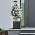 thumbnail image 4 of 21.6 Inch Artificial Cedar Christmas Tree with Ground Spike, Outdoor Faux Pine Tree with Flocked Snow Pine Cones, Christmas Urn Filler for Front Porch Yard Garden Decor, 4 of 4