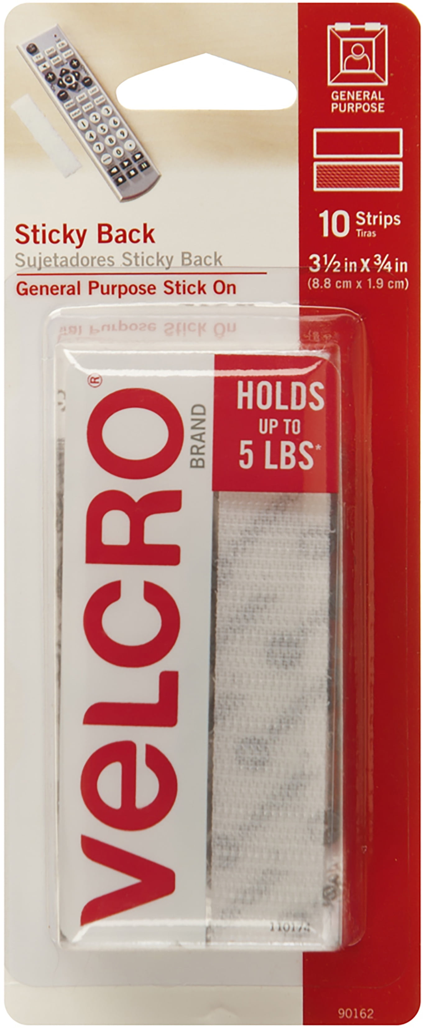 VELCRO(R) Brand Sticky Back Strips 3.5 10/PkgWhite