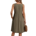 thumbnail image 6 of FAIWAD Linen Dress Women Sleeveless Loose Summer Knee Length Sundresses Plus Size Casual Beach Dress with Pockets, 6 of 9