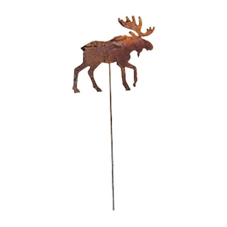 Wrought Iron Garden Stakes 35 Inch Moose Rusted Garden Stake, Perfect gift for those that love garden stake By Village Wrought Iron ()