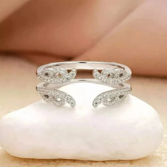 2Ct Round Cut Simulated Diamond Women Wedding Enhancer Wrap Guard Ring 14K White Gold Plated 925 Silver For Her