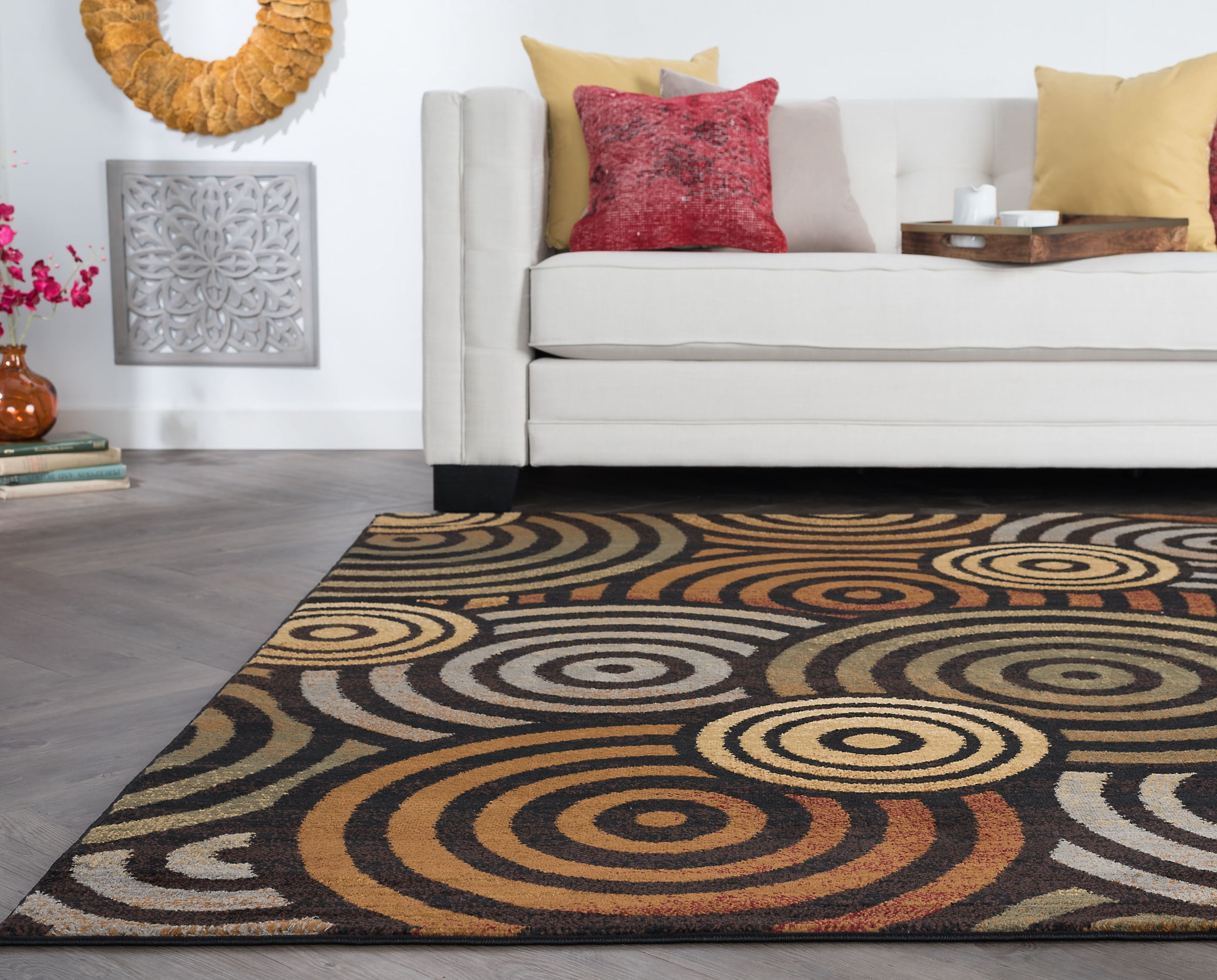 Contemporary 8x10 Area Rug (7'6'' x 9'10'') Geometric Multi-Color Living Room Easy to Clean