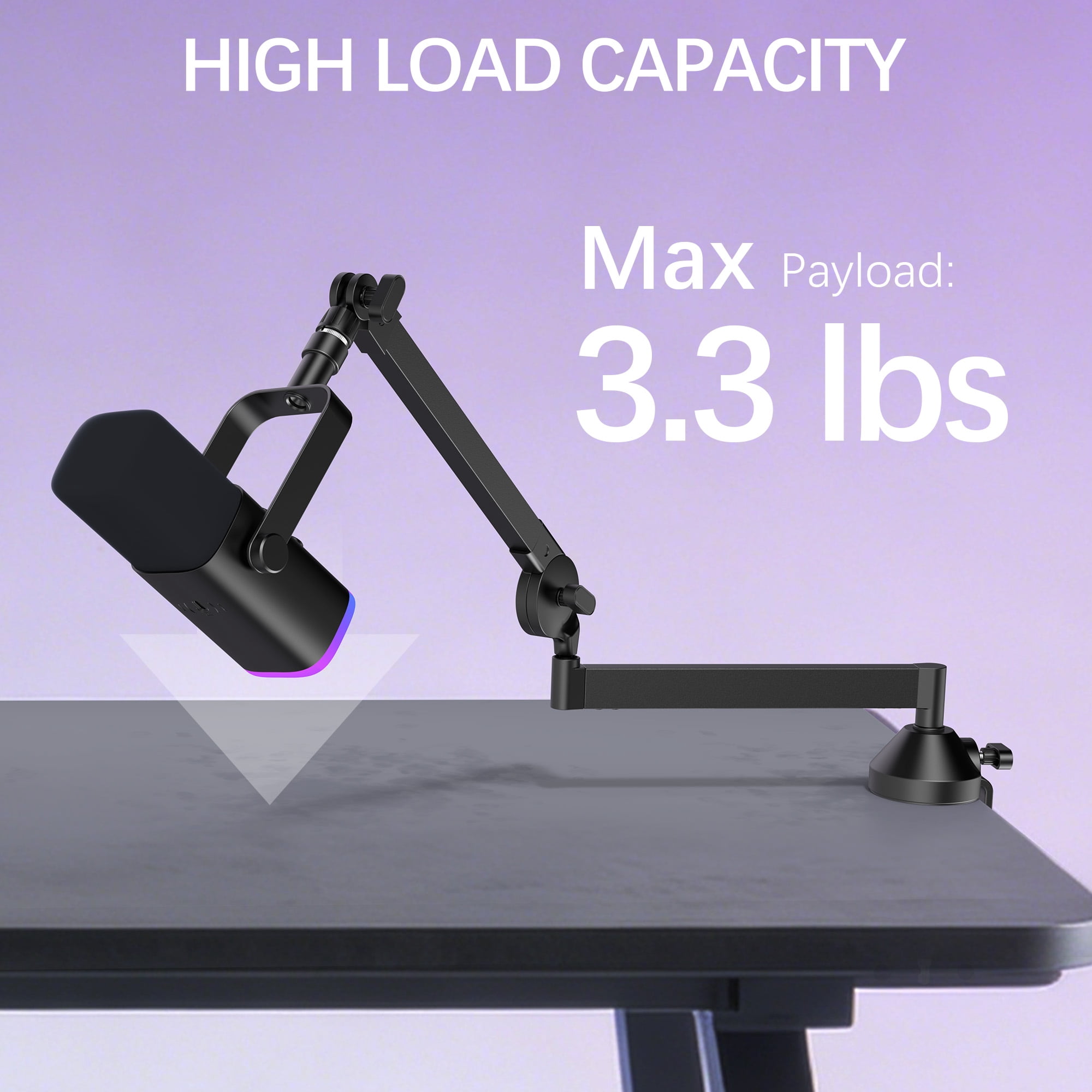 InnoGear Foldable Desk Low Profile Mic Arm 360° Rotatable Microphone Boom Arm Stand for Live Streaming, Gaming, Podcasting, Radio