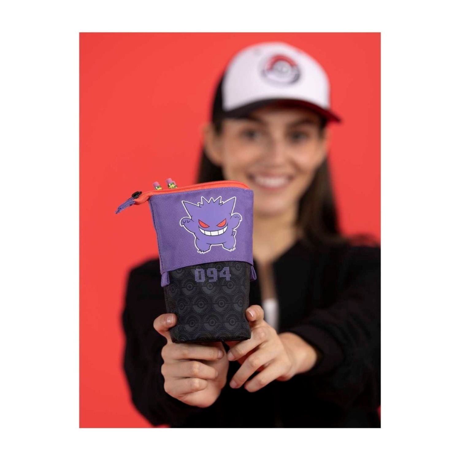 Pokémon Center Gengar Pencil Case – Official Licensed Zip Pouch with Expandable Base, Item Dimensions: 4.9 x 2.4 x 6.7 IN