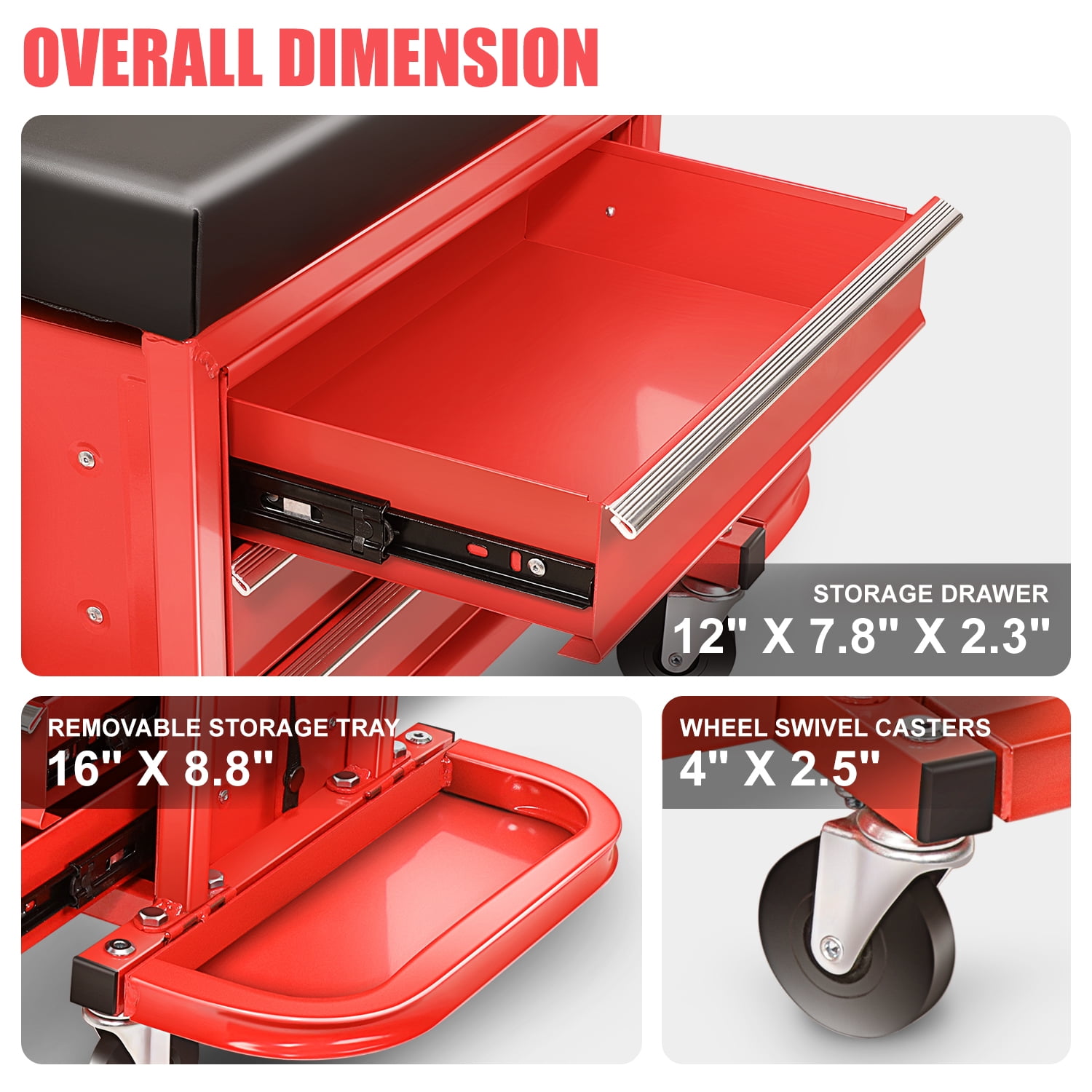 DNA Motoring Tools 00261 Red Tool Chest Rolling Mechanic
