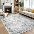 thumbnail image 2 of YUSAZENS 5x7 Vintage Distressed Washable Runner Rug, Non-Slip Kitchen Rug, Abstract Low Pile Entryway Runner, Gray, 2 of 6