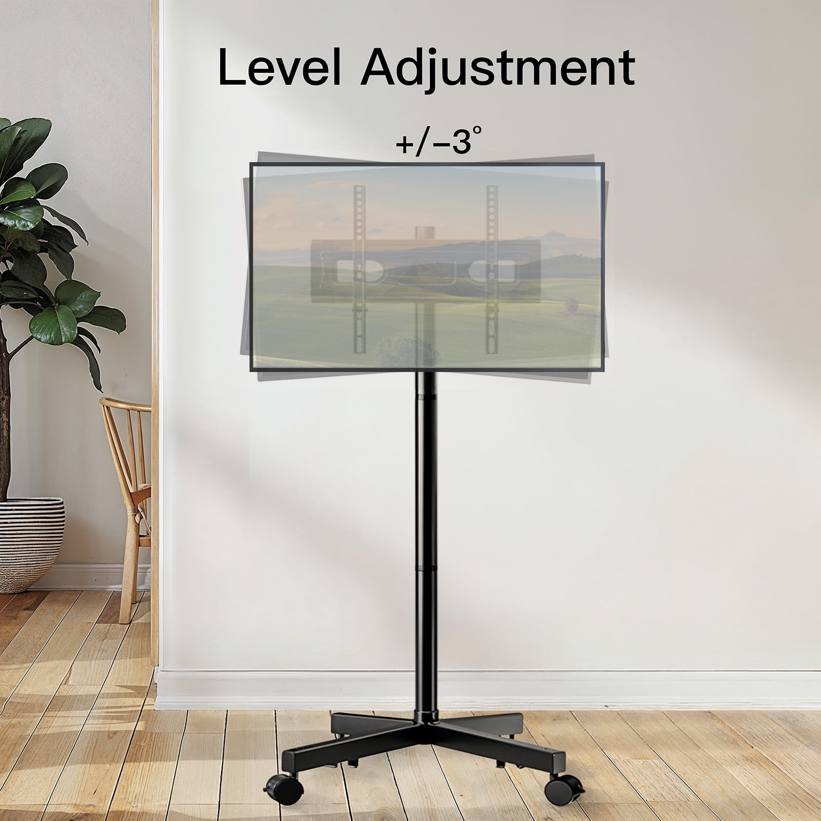MountFTV Rolling TV Stand Mount for 23-60 inch,Mobile TV Stand Holds up to 88lbs with Height Adjustable,TV Cart with Locking Wheels Max 400x400mm Rolling TV Cart