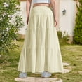 thumbnail image 6 of Ohufall Kids Flowy Skirts for Girls 4-15 Years, Summer Solid A-Line Ruffle Swing Tiered Pleated Long Skirt Fashion Casual Drawstring Elastic High Waist Boho Maxi Skirt, 6 of 9