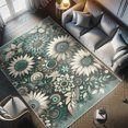 thumbnail image 4 of Ambesonne Flowers Decorative Rug Carpet, Pastel Tone Art Sunflowers, 4' X 5' 5", Petrol Blue Teal Beige, 4 of 5