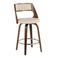 thumbnail image 2 of Cecina Mid-Century Modern Counter Stool With Swivel In Walnut And Cream Faux Leather - Set Of 2, 2 of 7