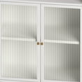 thumbnail image 6 of IVV Freestanding Storage Metal Cabinet, Floor Display Cabinet with 2 Glass Doors and Open Shelf, for Entrance Bedroom Bathroom Kitchen Reception Room, 27.56"L x 13.78"W x 45.28"H, White, 6 of 11