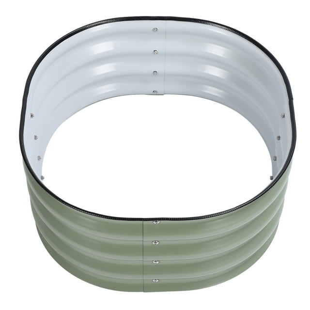 Metal De Jardín Elevado De Metal Grande Al Aire Libre, Sembradora De Goma De Acero Inoxidable Oval 304, 23.6x23.6x11in, Adecuado Para Hogar, Escuela, Jardinería, Granja