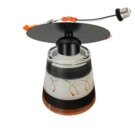 Kiven Can Lights Retrofit Recessed Lighting, 4/5/6 Inch Replacement Conversion Kit, Rattan Farmhouse Recessed Lighting Converter Kit for Hallway Kitchen,Black TB3341