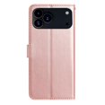 thumbnail image 3 of For IPhone 17 Pro 6.3" Rose Embossed Strong Magnetic Attachment/Closure, Card Slots/Pocket, PU Leather Flip Wallet Case ﻿,Pink,For iPhone 17 Pro, 3 of 8