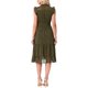thumbnail image 3 of Vestido de gasa sin mangas para mujer Inspire Chic con cintura fruncida y estrellas metálicas doradas, vestido de fiesta verde militar XS, 3 of 6