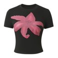 thumbnail image 4 of HOWPAY Women T Shirt Floral Print Vintage Boho Tee Tops Summer Loose Fit Short Sleeve Crew Neck T-Shirt Oversized Cozy Y2K Streetwear Black L, 4 of 8