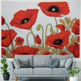 thumbnail image 4 of Creowell Red Flowers Art Nouveau Fashion Embroidered Tapestry Dorm Home Room Wall Decoration Short Plush 40x30inch, 4 of 6