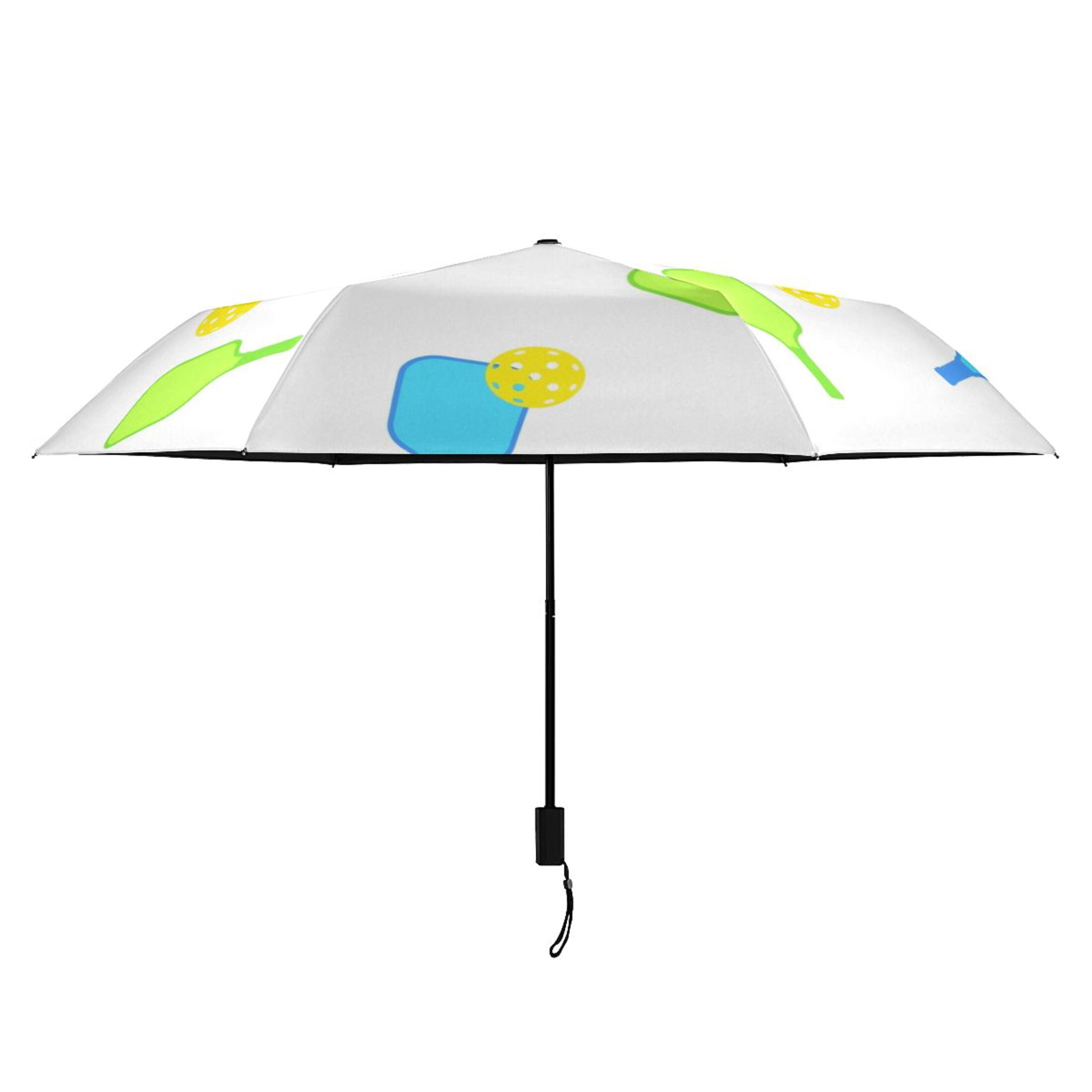 Pickle Balls Compact Folding Umbrella for Rain Windproof Travel Umbrella UPF 50+ Lightweight Packable Arc Size