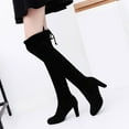 thumbnail image 5 of TIREOW Women's Over The Knee Suede Boots Sexy Pointed Toe Solid Color Thigh High Chunky High Heel Boot Pull On Stretchy Long Boots Zipper Lace Up Long Boots, 5 of 7