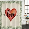 thumbnail image 2 of Valentine's Day Bathroom Shower Curtains with 12 Hooks Polyester Waterproof Shower Curtain for Stalls and Bathtubs Love Heart Romantic Eucalyptus Leaves Decorative Bathroom Curtain 72x72 Inches, 2 of 9