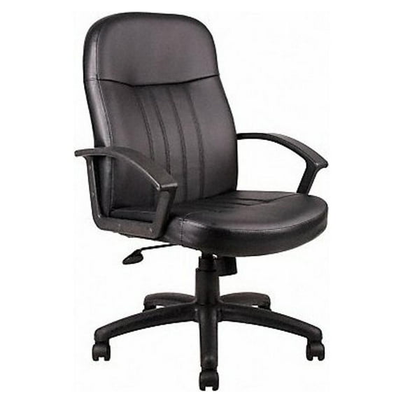Executive Chair, Leather/Polyurethane Black, Height 40-1/2" to 44"