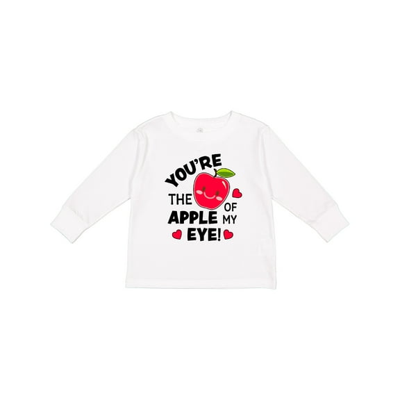 Inktastic Youre the Apple of My Eye Valentine Pun with Cute Apple Boys or Girls Long Sleeve Toddler T-Shirt