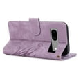 thumbnail image 3 of Mantto for Google Pixel 8a Embossed Pattern Wallet Case with Wrist Strap, Premium Retro PU Leather Magnetic Flip Kickstand Function Credit Card Holder Shockproof Slim Phone Case,Purple, 3 of 7