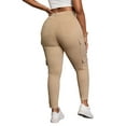 thumbnail image 3 of Plus Size High Waist Stretch Cargo Pants – Slim Utility Khaki Trousers with Side Pockets for Curvy Women, 3 of 6