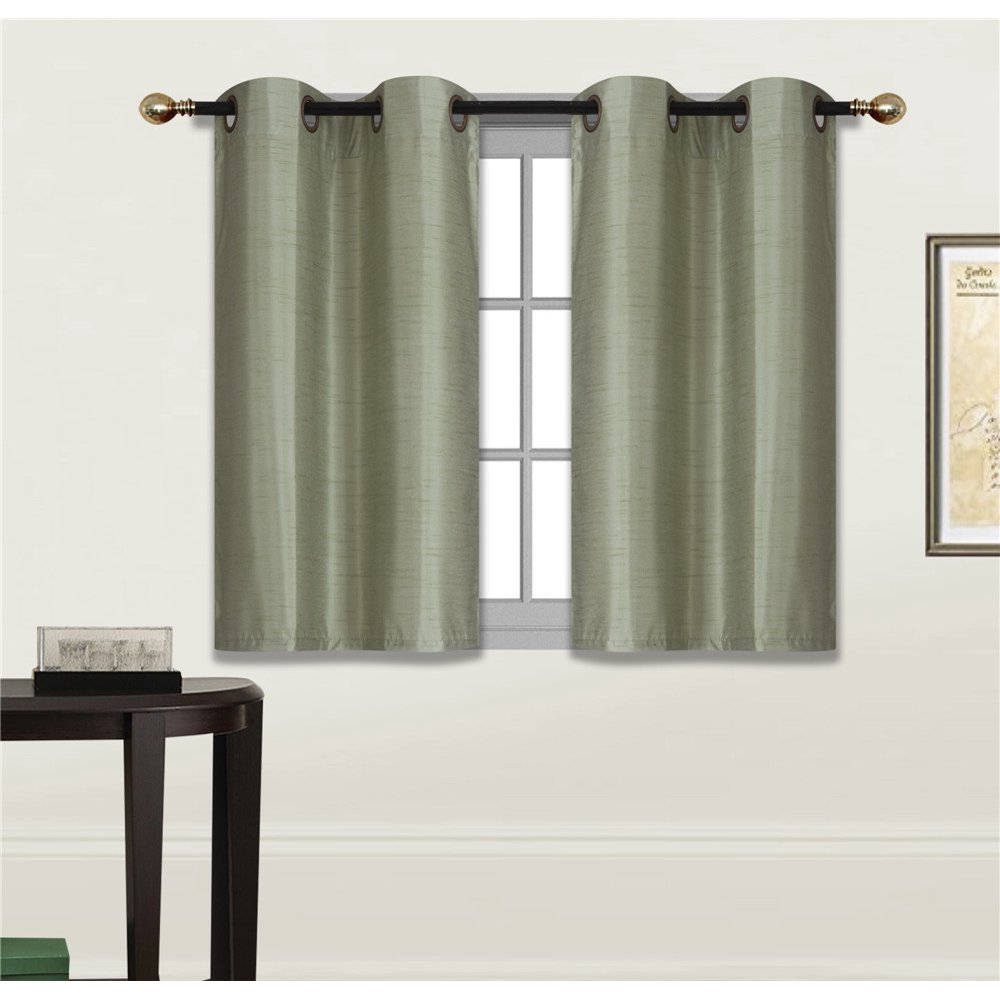 CURTAIN SET SAGE D24 DRAPE PANEL SILKY SOLID LINED EFFICIENT ENERGY