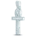 thumbnail image 2 of 10kt White Gold Mens Round Diamond Ankh Cross Charm Pendant 1 Cttw, 2 of 2