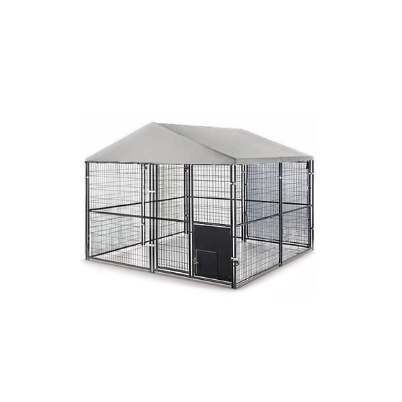 Garden Winds Custom Fit Replacement Canopy Top Cover Compatible with The Retriever TSC1010R, TI-097 10’ X 10’ Kennel - Upgraded Performance Riplock 350 Fabric - Slate Gray
