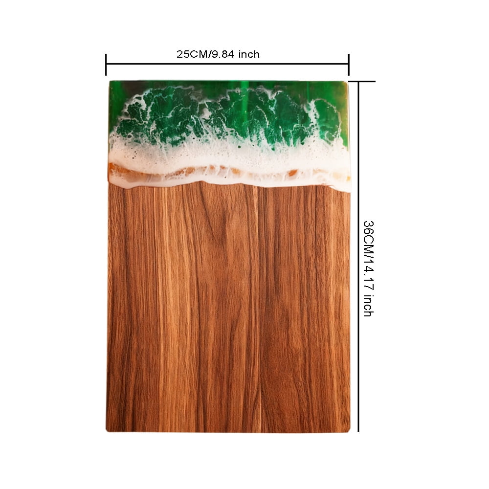 GZCMXH 14.17 inch Acacia Wood Cutting Board, with Unique Green Resin, Natural Wood Grain, Suitable for Wedding/Chef's Gifts