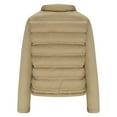 thumbnail image 6 of Jinhomg 2026 Puffer Coat for Women Trendy Patchwork Long Sleeve Quilted Jacket Lightweight Comfy Stand Collar Full-Zip Down Coat with Pockets Khaki M, 6 of 7
