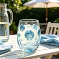 thumbnail image 4 of Nautical Stemless Wine Glass Watercolor Sea Life Design Clear Drinking Tumbler Beach Style Glass Cup for Water Wine Cocktail Ocean Decor, 4 of 7