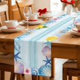 thumbnail image 5 of Summer Coastal Table Runner 70 Inches, Ocean Starfish Shell Lemon Flowers Ombre Blue Bed Runner Dresser Scarves Tabletop for Indoor Outdoor Parties/Ceremony/Banquet, 13" x 70", 5 of 9