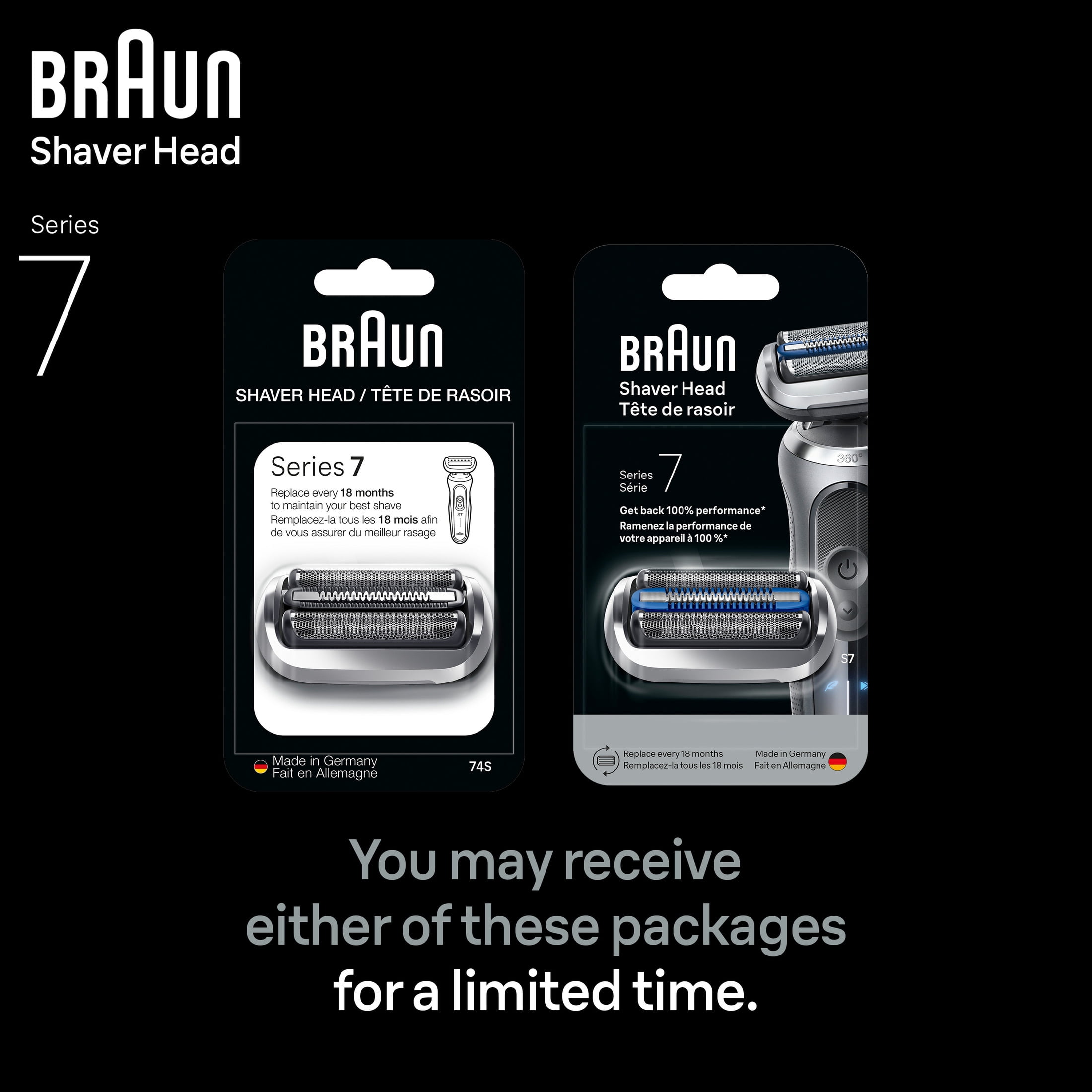 Braun Series 7 Electric Shaver, Original Replacement Head, easy to change in one click, 74S