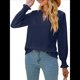 thumbnail image 3 of Camisa Informal de Larga con Cuello en V para Mujer Azul Oscuro XL, 3 of 10