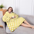 thumbnail image 5 of Oversized Wearable Blanket Hoodie,Yellow and White Checkerboard Pattern Sherpa Blanket Hoodie with Super Pockets,Super Warm Fuzzy Pullover for Women & Men, 5 of 6