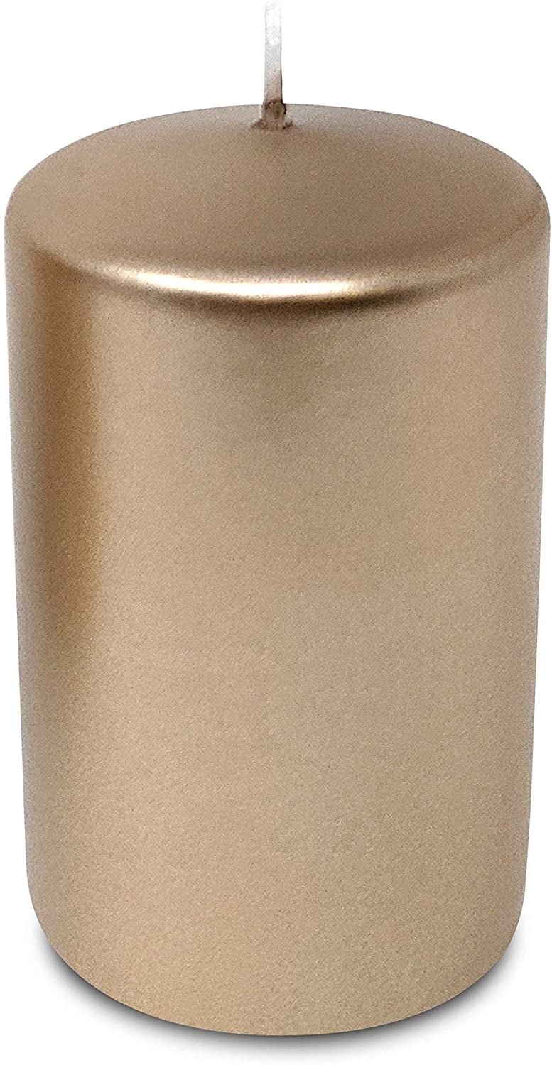 Hyoola 2.4 x 4 inch Metallic Copper Unscented European Made Pillar Candles, Paraffin Wax with Cotton Wicks, 6-Pack