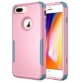 thumbnail image 2 of Defender Case Compatible with iPhone 7 Plus/ iPhone 8 Plus Case, Hybrid Heavy Duty Military Grade Full-Body Drop Shockproof Dustproof 3-Layers Rugged Protective Phone Cover, Pink+Blue, 2 of 7