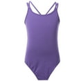 thumbnail image 3 of Kaerm Kids Girls Sleeveless Crisscross Shoulder Straps Ballet Leotard,Size 3-14Yeara Purple 5-6, 3 of 7