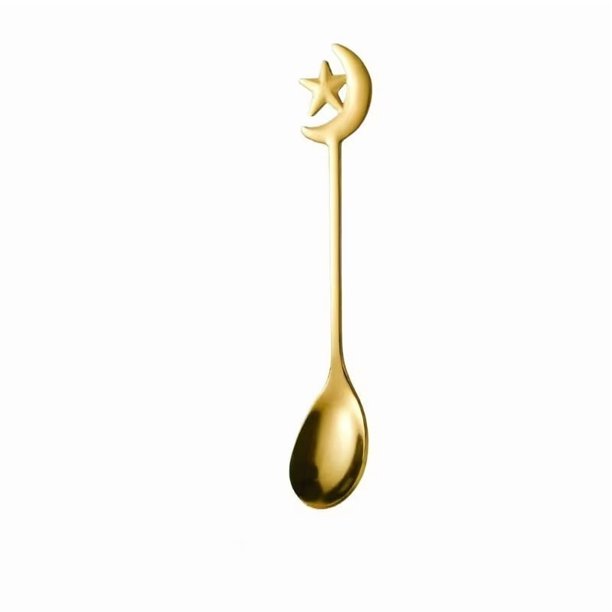Cuchara y tenedor de acero inoxidable Xingyue, cuchara creativa con forma de estrella y luna, cuchara de café de aspecto alto, cuchara pequeña de postre for el hogar, 1 ud.