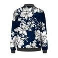 thumbnail image 4 of Herrnalise Women's Bomber Jacket Casual Coat Zip Up Outerwear Windbreaker Floral Prints Overcoat With Pockets Navy,S, 4 of 5