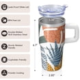 thumbnail image 3 of 20oz Insulated Mug with Lid & Straw - Stainless Steel Double Wall Vacuum Travel Tumbler, Leakproof Thermal Coffee Cup, Bohemian Print, 3 of 5